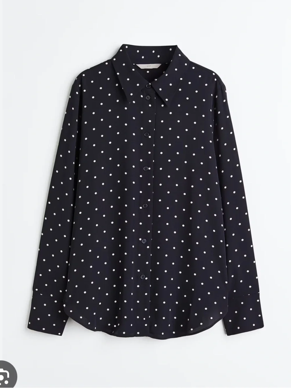 H&M Chiffon Button up collared blouse polka dot black - Picture 2 of 7